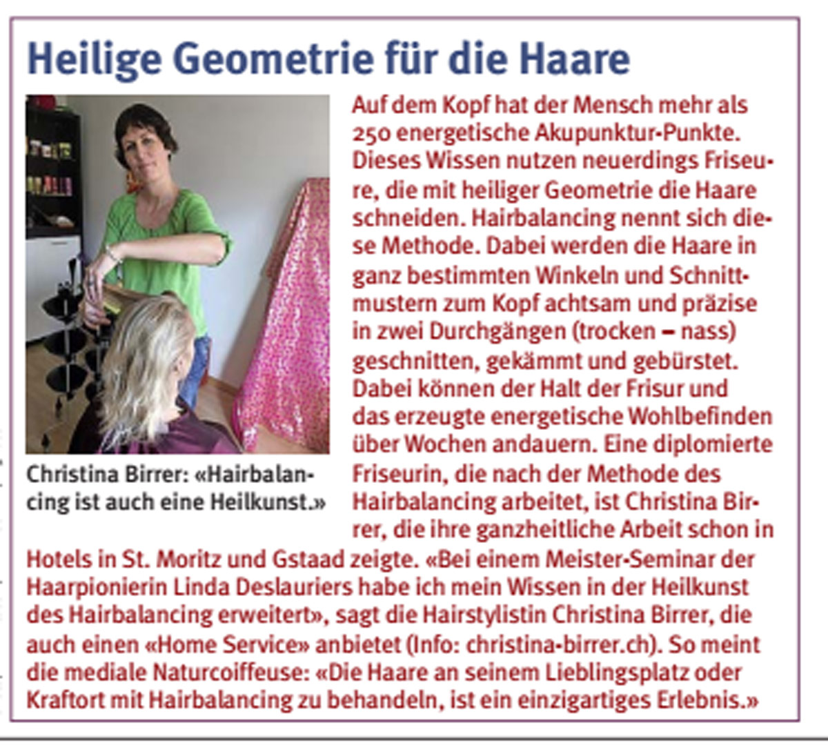 Beitrag in der Glückspost mit Christina Birrer